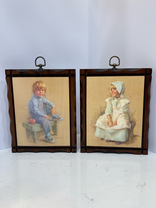 Vintage Other - Vintage James Ingwersen “Gary & Gretchen” Decorative Wood Wall Art Set